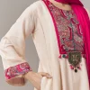 Ivory Anarkali Suit With Gotta Lace Work And Dupatta