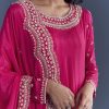 Pink Chinon Anarkali Suit With Cutdana And Sequins Embroidery