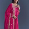 Pink Chinon Anarkali Suit With Cutdana And Sequins Embroidery