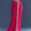 Pink Chinon Anarkali Suit With Cutdana And Sequins Embroidery