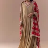 Gold Zardozi Embellished Anarkali with Dupatta