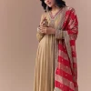 Gold Zardozi Embellished Anarkali with Dupatta