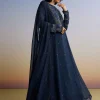 Blue Beaded Anarkali Set With Dupatta
