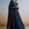 Blue Beaded Anarkali Set With Dupatta