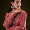 Maroon Raw Silk Embroidered Anarkali With Printed Dupatta