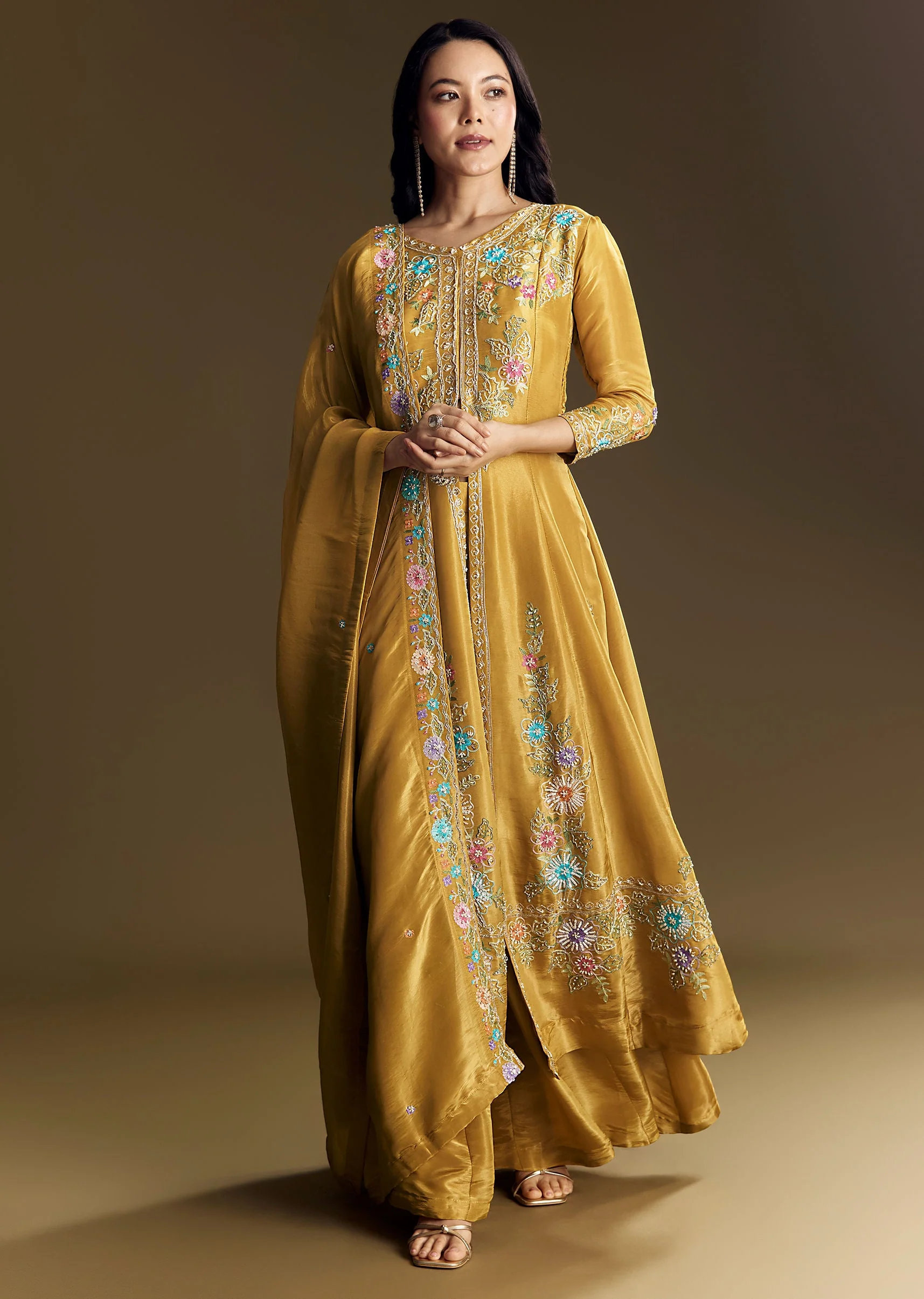 19383-yellow-palazzo-suit-with-resham-kurta-dupatta-1.webp Yellow Palazzo Suit With Resham Kurta Dupatta