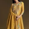 Yellow Palazzo Suit With Resham Kurta Dupatta