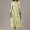 Pista Green Chinon Cutdana Embroidered Anarkali Set