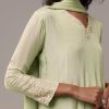 Pista Green Chinon Cutdana Embroidered Anarkali Set