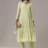 Pista Green Chinon Cutdana Embroidered Anarkali Set