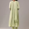 Pista Green Chinon Cutdana Embroidered Anarkali Set