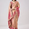 Pastel Pink Embroidered Saree With Unstitched Blouse