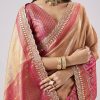 Pastel Pink Embroidered Saree With Unstitched Blouse