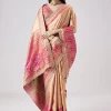 Pastel Pink Embroidered Saree With Unstitched Blouse