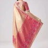 Pastel Pink Embroidered Saree With Unstitched Blouse