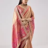 Pastel Pink Embroidered Saree With Unstitched Blouse