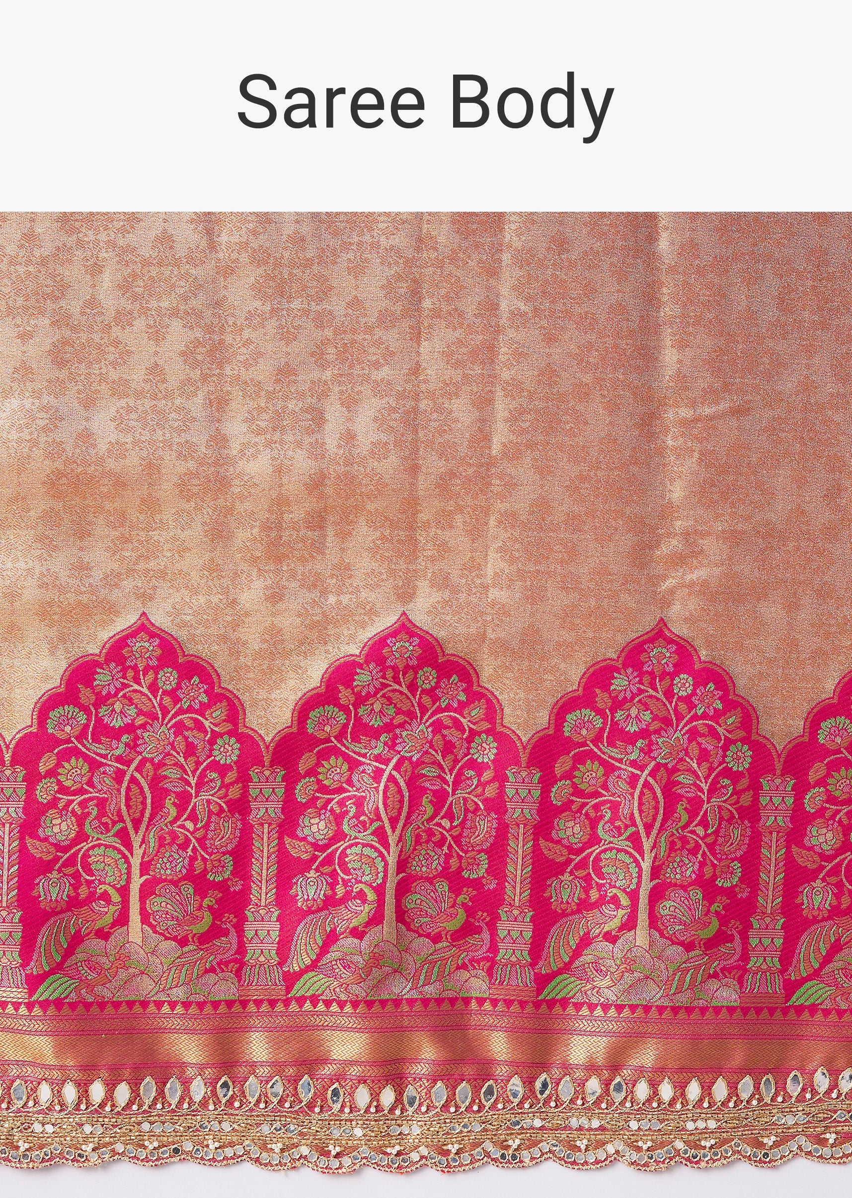 Pastel Pink Embroidered Saree With Unstitched Blouse