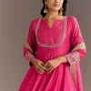 19402-pink-chanderi-anarkali-with-gotta-moti-neckline-and-lace-dupatta-4.webp Pink Chanderi Anarkali With Gotta Moti Neckline And Lace Dupatta