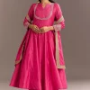 19404-us-2-us-2-variation-1.webp Pink Chanderi Anarkali With Gotta Moti Neckline And Lace Dupatta