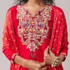 Red Resham Work Silk Anarkali Set