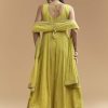 Green Tissue Anarkali Suit With Intricate Zari Work