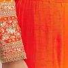 Orange Chinon Leheriya Embroidered Anarkali Set