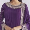 Purple Chinon Anarkali Suit With Cutdana And Sequins Work