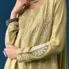 Mehendi Green Pastel Pakistani Style Peplum Anarkali Suit With Thread Work