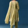 Mehendi Green Pastel Pakistani Style Peplum Anarkali Suit With Thread Work