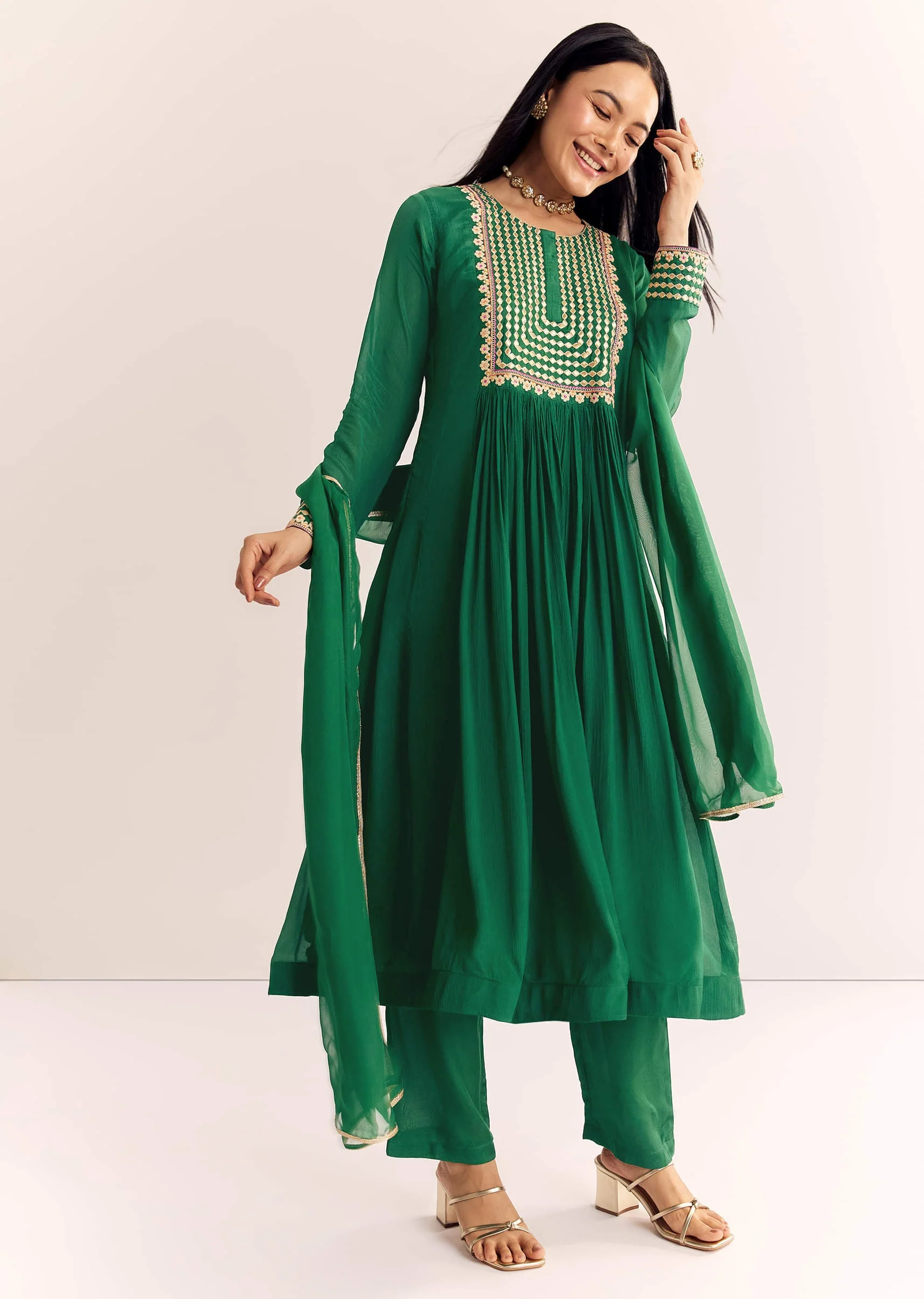 19464-green-zari-neckline-chinon-anarkali-suit-with-dupatta-1.webp Green Zari Neckline Chinon Anarkali Suit With Dupatta