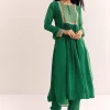 Green Zari Neckline Chinon Anarkali Suit With Dupatta