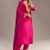 Red Ombre Silk Anarkali Suit With Zari Work