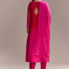 Red Ombre Silk Anarkali Suit With Zari Work