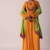 Orange Chiffon Anarkali With Dupatta