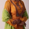 Orange Chiffon Anarkali With Dupatta