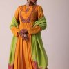 Orange Chiffon Anarkali With Dupatta