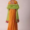 Orange Chiffon Anarkali With Dupatta