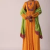 Orange Chiffon Anarkali With Dupatta