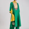 Green Patchwork Anarkali Set