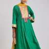 Green Patchwork Anarkali Set