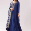 Blue Floor Length Anarkali With Zardozi Sequin Sparkle