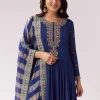 Blue Floor Length Anarkali With Zardozi Sequin Sparkle