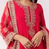 Red Anarkali With Zardozi And Sequins