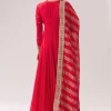 Red Anarkali With Zardozi And Sequins