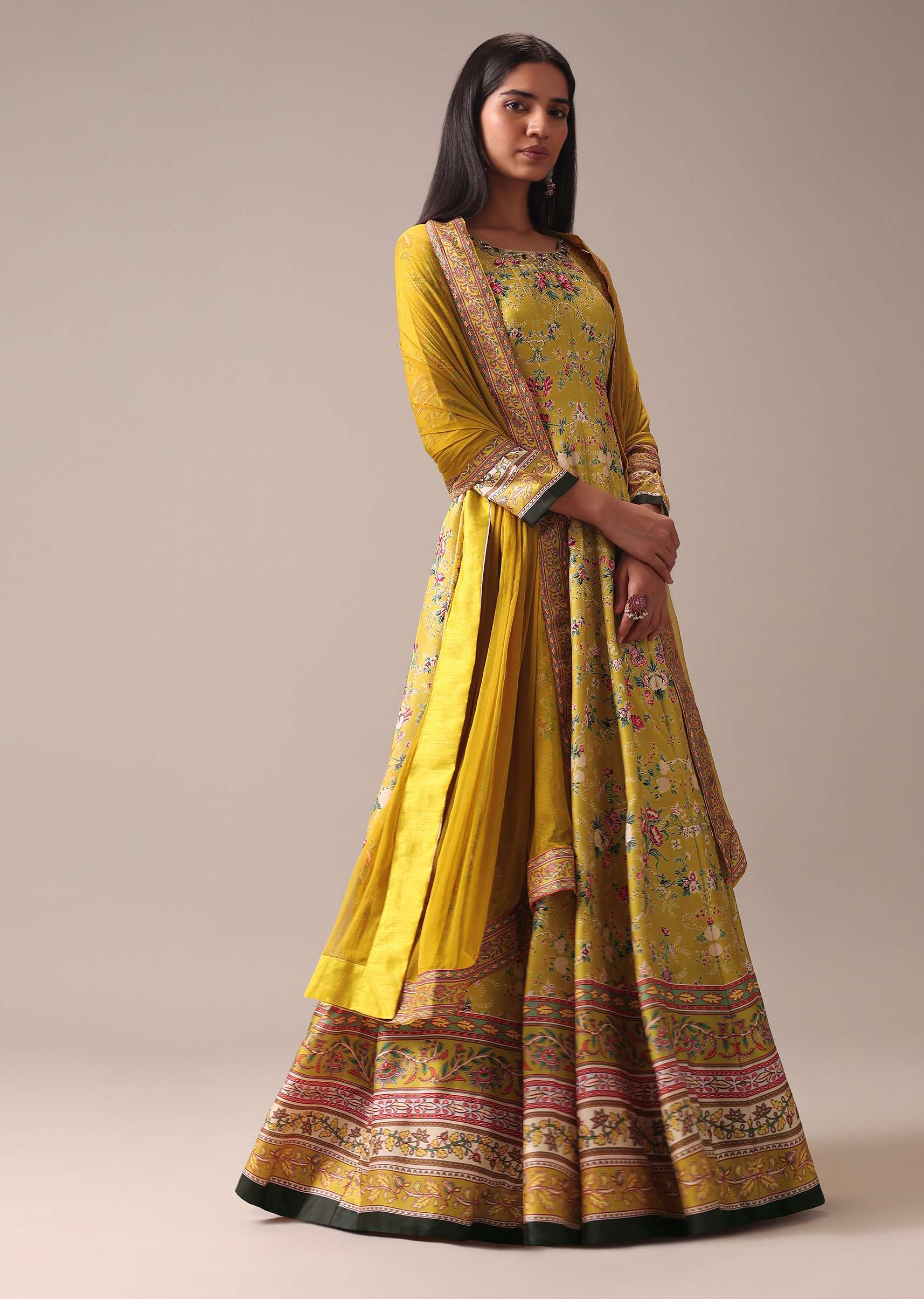 19519-yellow-floral-printed-anarkali-suit-set-in-silk-1.jpg Yellow Floral Printed Anarkali Suit Set In Silk