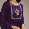 Purple Chinon Anarkali Suit With Zari Work