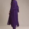 Purple Chinon Anarkali Suit With Zari Work