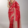 Red Dola Silk Jungla Weave Saree