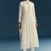 White Chinon Anarkali Suit With Sequins Work