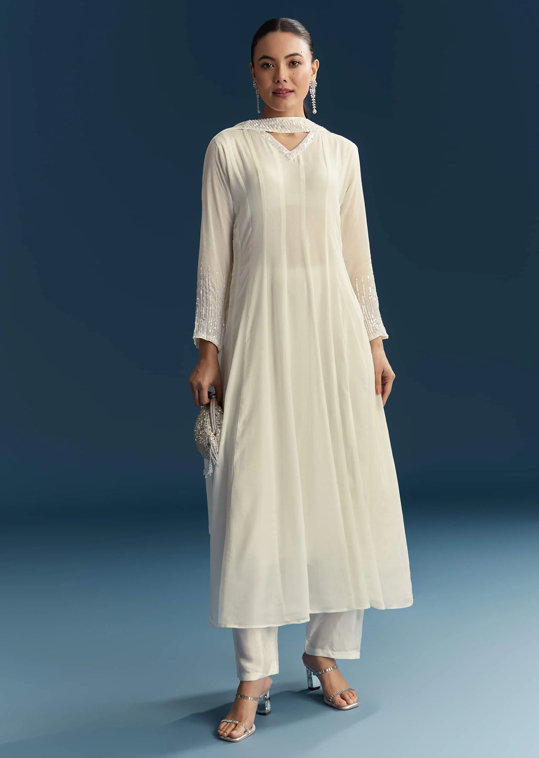 19565-white-chinon-anarkali-suit-with-sequins-work-1.webp White Chinon Anarkali Suit With Sequins Work